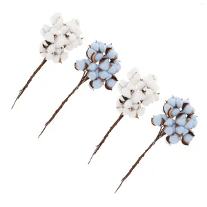 Decorative Flowers 20 Pcs Dried Cotton Flower Bouquet Blooms Floral Stem Natural Sprigs Vase Stems