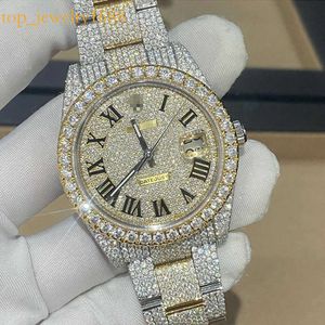 Full Iced Out Watch Bustdown Mens Date VVS Moissanite Stainlwatchess SteelVVS