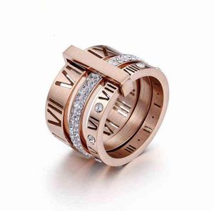 Pierścień stali nierdzewnej różowe złoto cyfry rzymskie pierścionek mody biżuteria pierścionka Women039s Wedding zaręczynowy biżuteria DFGD8773575