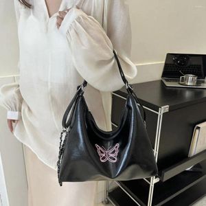 Hobo Butterfly PU Leather Bot Bag della spalla casual catena doppia scopo Solido stile coreano Girls di grande capacità