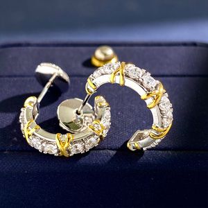 T brinco de grife para mulher conexão cruzada com diamante completo de zircão de zircão jóia anel de jóias homem mulheres frete grátis prata e brinco de pântano banhados a ouro