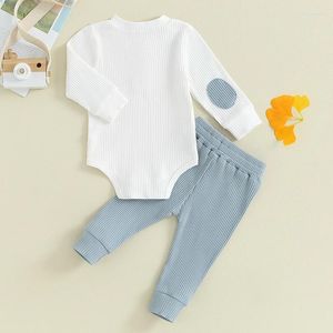 Clothing Sets Infant Baby Boys Fall Winter Clothes Long Sleeve Ribbed Knit Button Romper Jogger Pants 2Pcs Born Outfit Set