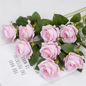 Kwiaty dekoracyjne Wysokiej jakości fałszywy kwiat pojedynczy gałąź flanel róży Dekoracja domu wystrój imprezowy