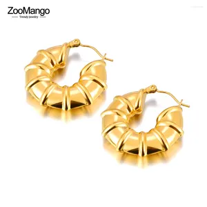 Hoopörhängen zoomango 18k guldpläterad rostfritt stål personliga festsmycken 30mm vattentät huggie för kvinnor ze23211