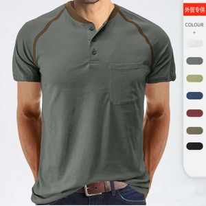 Sommer Herren Henry Shirt Farbe passendes T-Shirt Herren kurzärmelige Männer-T-Shirt