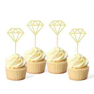 Party Supplies 3-color Gold Silver Rose Baked Cake Decor Birthday Wedding Diamond Ring Topper For Weedings Bride To Be