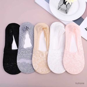 Носки чулотые летние сексуальные кружевные носки Женщины ледяные шелковые цветочные носки с низким разрешением невидимы