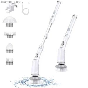 Cleaning Brushes IAREEA Electric Spin Scrubber Cordless Cleanin Brush with Adjustable Extension Arm 4 Replaceable Heads Power Shower L49