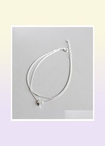 Anklets Jewelry Real 925 Sterling Sier Bracciale alla caviglia Fine strati Doppi strati Star Charm per donne Girls Lovely Gift YMA013 Drop Delive4701234