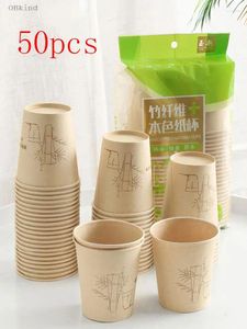 Disposable Cups Straws 50pcs/obkind Bamboo Fiber Paper Cup Coffee Soymilk Milk Tea Drink Home Office Kitchen Water Thickened