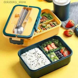 Caixas de bento Bento Caixa para crianças Dent Food Recipriar Material de palha de trigo lancheira à prova de vazamentos com compartimento L49