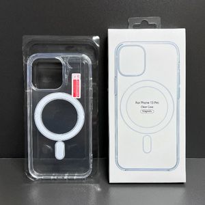 iPhone 14 13 12 11 15 Pro Max Magsafe 자기 무선 충전 애니메이션 케이스 소매 패키지가있는 Clear Phone Case