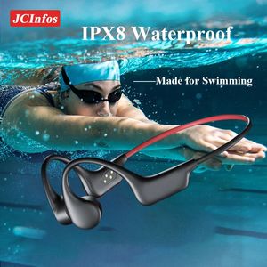 Benledning Trådlösa hörlurar IPX8 Vattentät Swim Sports Earphone 32G MP3 Bluetooth 5.3 Headset med Mic Ear-Hook Hifi 240411