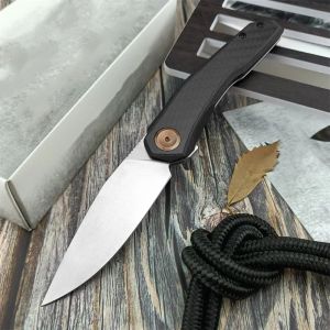 Bollbärning 0545 Flipper Assisted Folding Knife D2 Stonwashed Blade Carbon Fiber Handle Outdoor Pocket Survival Hunt Self Defense Tools
