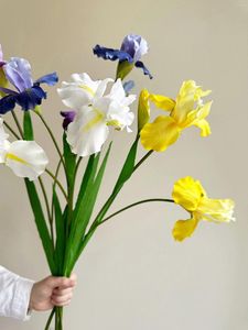 Decorative Flowers Iris Artificial Flower Long Stems High Quality Silk For Wedding Decor Home Arrangements