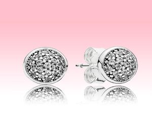 CZ Diamond Pave Stud Earring Women Mens 925 Silver Fashion Jewelry With Original Box för Summer Earrings Sets3441063