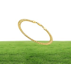 YHAMNI Men&Women Gold Bracelets With 18KStamp New Trendy Pure Gold Color 5MM Wide Unique Chain Bracelet Luxury Jewelry YS2428188522