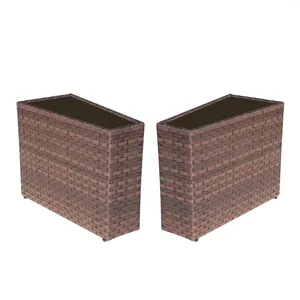 キャンプ家具Jardina Rattan Pe Wicker Patio Side Table2パックソファウェッジエンド