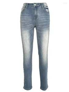 Damen Jeans Elastizität mit mittlerer Taille dünne tägliche Hose für Herbst Slim Super Stretch Stifte Hosen