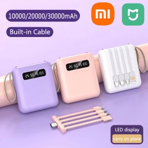 Produkter Xiaomi Mijia Mini Power Bank 30000mAh med 4 kabel Mobiltelefon Extern batteriladdare för iPhone Samsung Huawei Xiaomi Ny