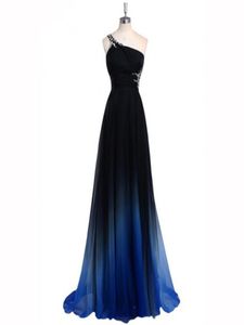 2018 NYA REAL PO SENASTE ombre prom klänning One Shoulder Gradient Evening Dresses Pärlor Special Endan Dress Q856626296