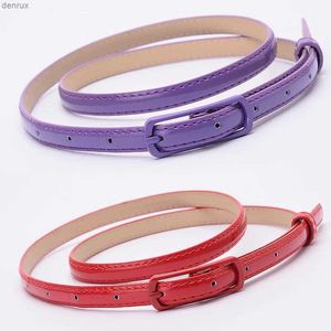 Waist Chain Belts 1.2cm Children Belts Super-thin PU Waistbands Simple Solid Color Casual Belts Girls Apparel Accessories Purple Red Wholesale 1pcL240416