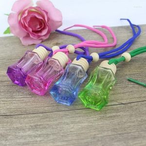 Storage Bottles 100pcs/lot 8ml Beautiful Hexagonal Car Perfume Bottle Pendant Empty Colorful Glass Cars Hanging