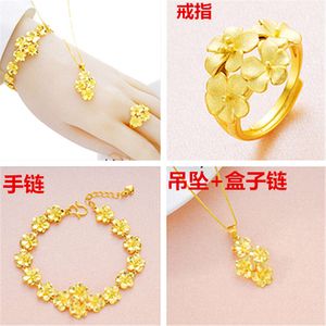 Vietnam Gold Plated Ladys Plum Blossom Armband Mässing Flower Armband Set Blessing Wedding Jewelry