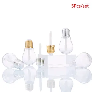 Storage Bottles AACAR 5Pcs Plastic Refillable Light Bulb Shaped Empty Clear Lip Gloss Tubes