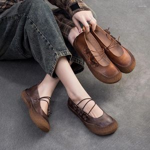 Buty swobodne Birkuir oryginalna skóra Mary Jane Women Foast Flats Retro poślizg na mokasynach chiński styl miękki kwiaty panie