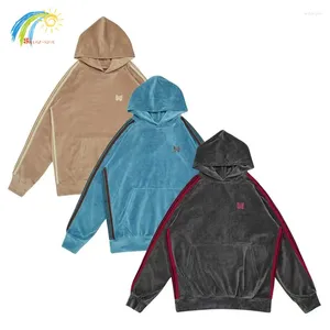 Erkek Hoodies Klasik Kelebek Nakış Kalitesi İğneler Awge Track Ceket Erkek Kadınlar 1: 1 Tag Haki Mavi Gri Stripes Coats