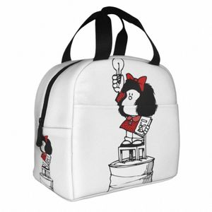 Mafalda kawaii амин изолированные сумки для ланча Cooler Bag Lunch Ctainer Cite Carto Leakprope Lunch Box Tote School Picnic G64Y#