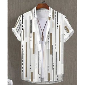 YKGJ Men's Casual Shirts Hawaiian Shirt for Men 3D Stripe Printed Short Sleeved Tops Summer Quick Torkkläder Enkel lös överdimensionerad herr 24416