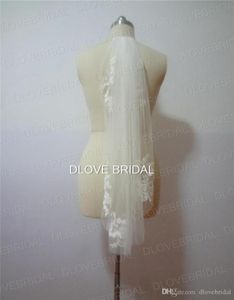 Real Po Cheap Veils Short Designer Single Cut Applique Crystal Elbow Längd Två lager bröllopslöja med kamhög kvalitet 5338706