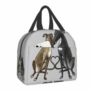 Anpassad Greyhound Whippet Sighthound Dog Lunch Bag Kvinnor Varmkylare isolerade lunchlådor för barnskolbarn E8GK#