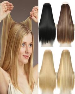 Synthetic Wigs AZIR No Clip Halo Hair Ombre Artificial Natural Fake False Long Short Straight Hairpiece Blonde For Women4422232