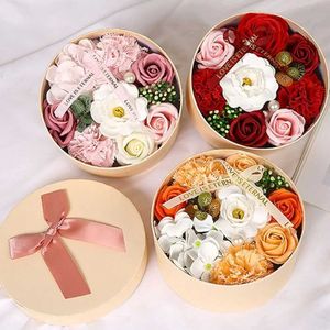 Handmade Soap Scented Flower Bath Soap with Stem Relax Flower Petals Hand-made Valentines Day Gift Beautiful Round Rose Gift Box Girlfriend 240416
