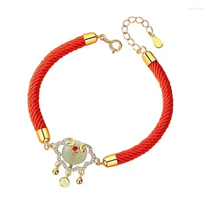 Länkarmband Xiangyun Ruyi Lock och Tian Yu Red Rope Armband Women's S925 Sterling Silver Chinese Style Honmei Nian Handsmycken