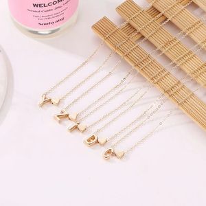 2024 Fashion Tiny Heart Dainty Initial Necklace Gold Silver Color Letter Name Choker Necklaces For Women Pendant Jewelry Giftq5