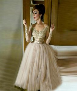 Seksowna szampanowa suknia balowa v szyja z koralikami koronkowymi imprezowymi sukienkami koktajlowymi 2019 herbatę koronkowa matka młodej wieczór Go9965820