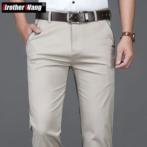 Klassische Sommermännchen dünne Baumwolle Casual Hosen Business Fashion Stretch Lose gerade beige Hosen Männliche Markenkleidung 240415