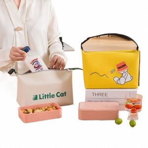 Kot Wodoodporna torba na lunch Carto Animal zamek błyskawiczny torba na lunch torby rąk do ręki chłodne lunch torebka jedzenie ciepłe termiczne 964i#