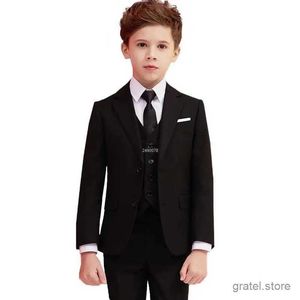 Suits Kids Navy Blue Wedding Suit For Boys Birthday Photography Dress Child Red Blazer School Performance Party Prom Clothing Set