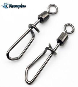 Rompin 20pcslot pesca inossidabile Swivels rotolanti a scatto con connessione di pesca al ghiaccio a scatto a forma 4241892