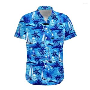 Męskie koszule hawajskie kwiatowy koreańska koszula Korei nadruk krótkie rękaw letnie plaż