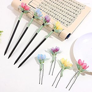 Hair Clips Tulip Hairpin Stick Chinese para mulheres meninas Hanfu Party Headwearwarwood Sandalwood Bolo de palhaçó Jóias de casamento