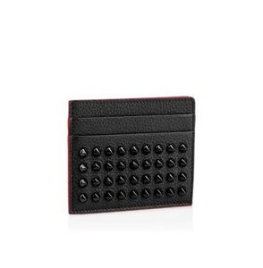 Black Genuine Leather Credit Card Holder Wallet Classic Rivet Designer ID Card Case Coin Purse New Arrivals Fashion Red Slim Pocke6526918