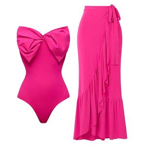 Модная юбка купальника одно плечо для купального купальника 3D цветочные купальники Женщины для похудения пляжного костюма пляж 240416