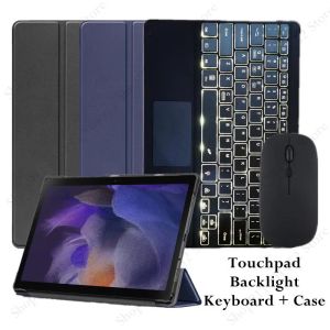 Case di tablet di case per Funda Samsung Galaxy Tab A8 10,5 pollici 2022 2021 SMX200 x207 Copertina intelligente con tastiera touchpad di retroilluminazione mouse