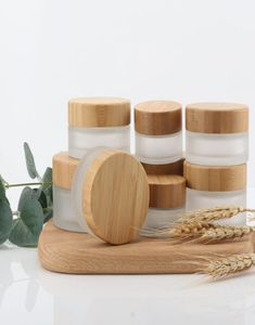 15g30g50g Eco Natural Bamboo Wooden Lids Frosted Glass Bottle Travel Set DIY Herbal Sample Face Cream Jars Pot Empty Cosmetic Co2918962